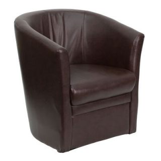 Brown Leather Guest Chair Barrel Hospitality Office Reception Barrel 