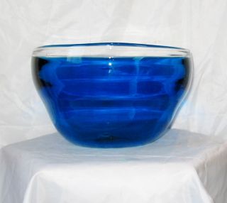 Blenko Shepherd designer series hand blown art glass bowl signed
