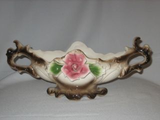 Antique CAPODIMONTE Centerpiece Bowl Open Rose Vase Made In Italy 