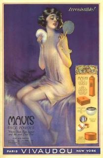 FA 1920s ART DECO BLUE FASHION PERFUME MAVIS PIN UP LADY ADVERTISING 