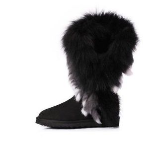 Very Popular Winter Warm Fox+Rabbit Fur Snow Boots Real Leather 4 