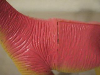 Vintage 1985 Imperial Rubber Dinosaur Hot Pink and Yellow