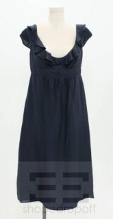 Burberry London Blue Silk Ruffled Cap Sleeve Dress Size US 12