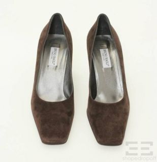 Bruno Magli Brown Suede Square Toe Heels Size 9AA