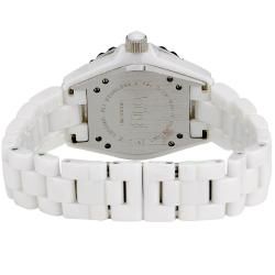 Burgi BUR057WT Ceramic Quartz Date White Bracelet Womens Watch