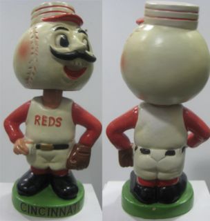 1962 Cincinnati Reds Mascot Head Green Base Nodder Bobble Head Doll 