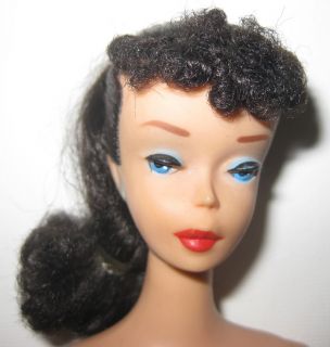 Mattel Vintage Brunette 4 Ponytail Barbie Doll 850 Heavy Body Flocked 