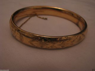 Vtg Victorian BANGLE Hinged Bracelet 12K Gold Shell MH Co AS IS