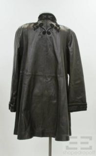 Bruno Magli Black Leather Applique Coat Size Large