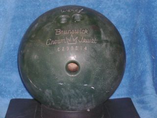 Vintage Brunswick Crown Jewel 12 lb Bowling Ball Green