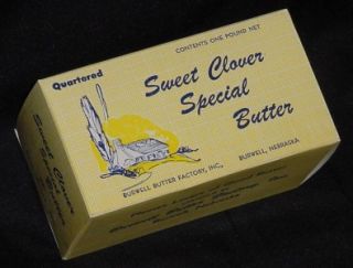   Clover Special Butter One Pound Unused Carton Burwell Nebraska