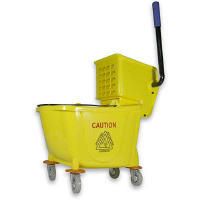 36 Quart Commercial MOP Bucket Wringer Yellow w Non Marking Casters 