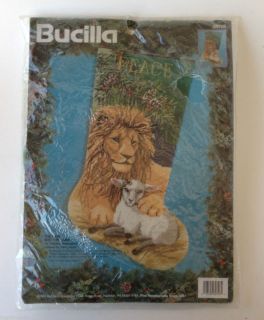 Bucilla 18 Needlepoint Stocking Kit 94 Lion & Lamb Persian Wool Yarn 