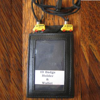 School Bus Driver Leather ID Badge Holder and Wallet