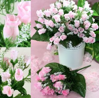 12 bushes 252 mini silk rose buds + DEW wedding decoration flower10 