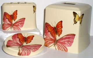 New Butterfly Bathroom Set Garden Bug Tissue Box Soap