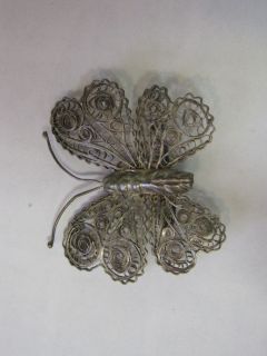 VINTAGE STERLING SILVER MEXICO BUTTERFLY BROOCH PIN VERY BEAUTIFUL 