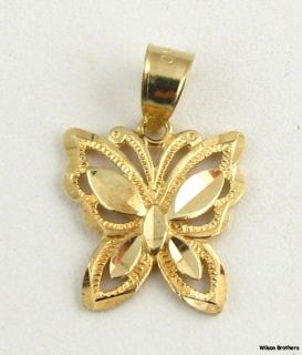 Butterfly Pendant Solid 10K Yellow Gold Fine Estate Fashion Charm 