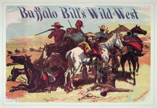 1976 Print Buffalo Bill Wild West Cowboy Indian Attack   ORIGINAL