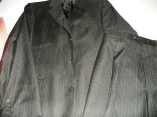 Daniel Cremieux Suit Black Pinstripe 44 L 44L Pants 37 x 31 5 Cuffed 