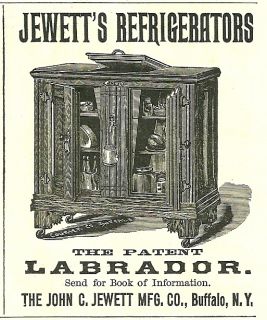 1889 JOHN C JEWETT COMPANY BUFFALO NEW YORK JEWETT REFRIGERATOR 