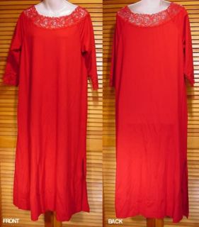 Cabernet Sleepwear Dark Red Long Nightgown Wide Lace Trimmed Size 