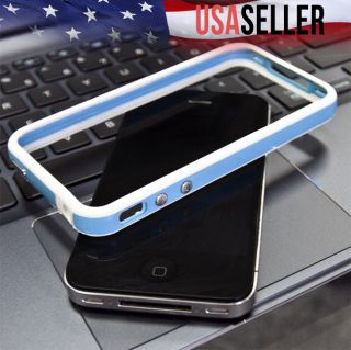 Bumper Case Frame Cover TPU w Metal Buttons For Apple iPhone 4 S 4S 