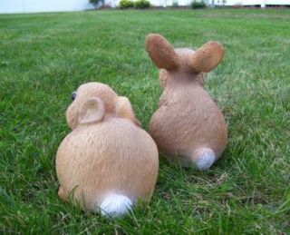 Rabbit Babies Garden Animal Statues Lawn Yard Decor 2 Pcs