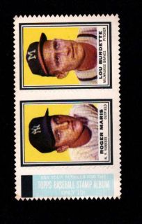   Topps Stamps Complete Panel w Tab Roger Mars Lew Burdette B9965