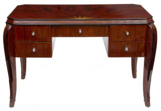 Art Deco Vintage Desk Rosewood Bureau Plat Dressing Table Inlay