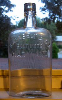 Cahn Belt Co Baltimore MD Whiskey Flask Bottle Antique Old Maryland 