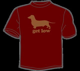 Get Low T Shirt Mens Funny Vintage 80s Dog Dachshund