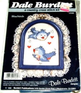 Bluebirds, a Dale Burdett counted cross stitch kit with miniature blue 