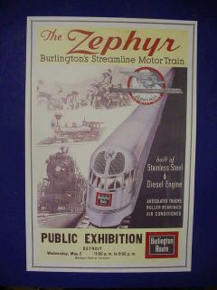1934 Burlington Route Zephyr Detroit Exhibit Poster