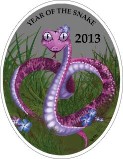 LUNAR CALENDAR Chinese Love Snake 1 Niue Islands 2013 Silver Coin