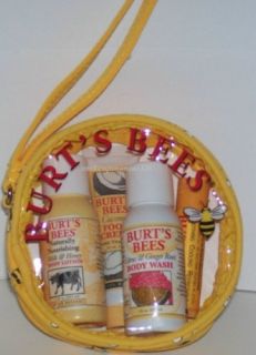 Burts Bees Logo Wristlet with Lip Balm, Body Lotion, Body Wash Foot 