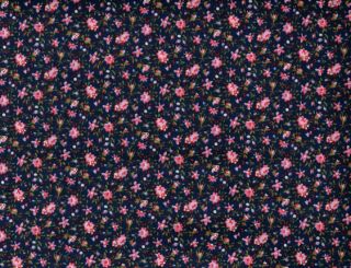 Quilt Quilting Fabric Calico Print Floral Blossom Navy Pink Green Red 