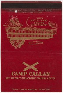 WWII Camp Callan Matchbook Headquarters