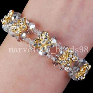 Half Silver Crystal Yellow Butterfly Bracelet G2887