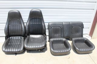 Camaro Ebony Black Leather Seats Set F R