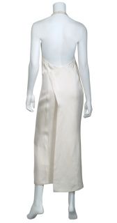 Calvin Klein Collection Cream Silk Halter Open Back Wrap Dress Gown 6 