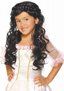 Wig Child Kids Girls Long Braids Black Curly Princess Maiden Enchanted 