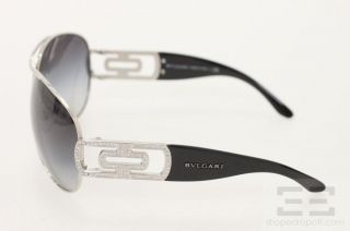 Bvlgari Black Metal Frame & Jeweled Logo Aviator Sunglasses 6012 B