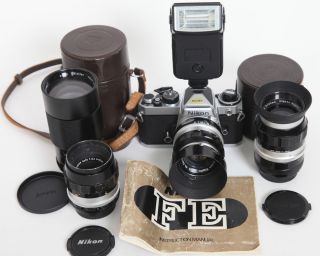  Nikon FE Camera Outfit w 5 Lenses