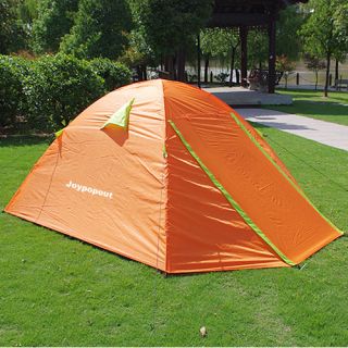   Person Outdoor Orange Aluminum Poles Camping Hiking Tent w/ Rain Fly
