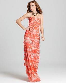 New$398 BCBG Max Azria Erika Printed Strapless Cocktail Dress Gown US 