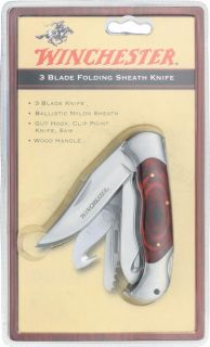 Winchester Knives Folding Hunter 4 5 8 Closed 3 Blade Wood Pocket 