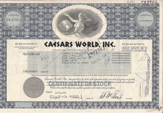 1978 Caesars World Inc Stock Certificate CWJ15974