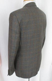 CANALI Tweed Sport Coat Brown Green Navy Italy Wool 40R Full Canvas 