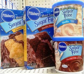 Pillsbury Sugar Free Cake Mix Cupcake Frosting Icing 4 Flavor Choices 